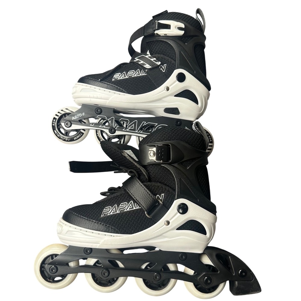 Papaison Adjustable Inline Skates Black White ABEC-7 70mm Size M 1-4 US Kids